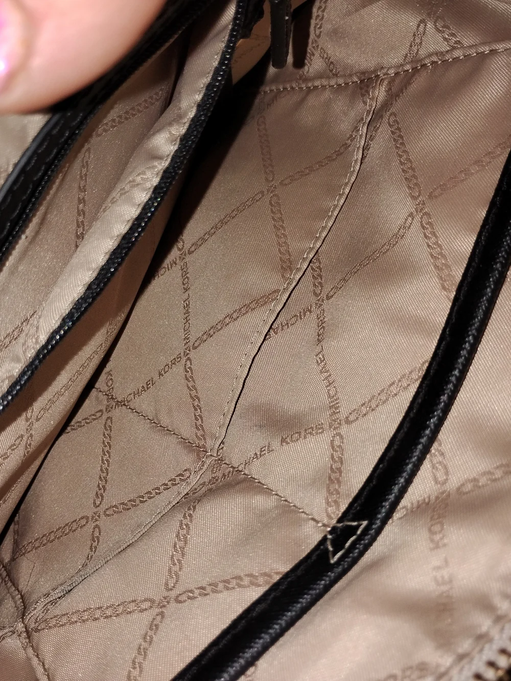 Michael Kors Beige and Black Messenger Crossbody with Gold Hardware